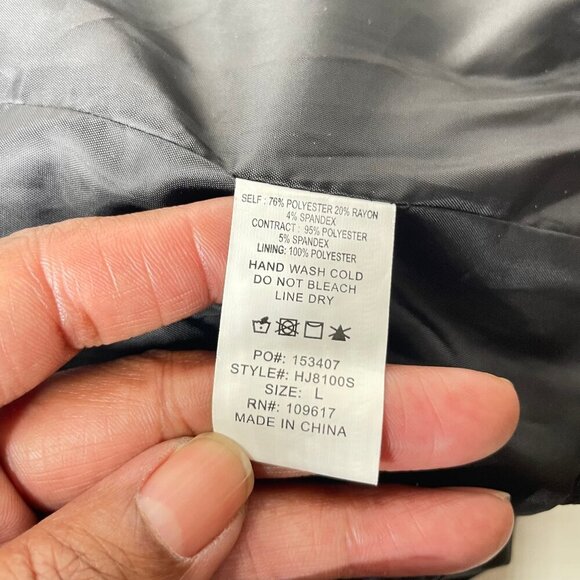 Shinestar Black Cropped Moto Blazer Gold Zipper Accent Open Front Size Large - Picture 7 of 8